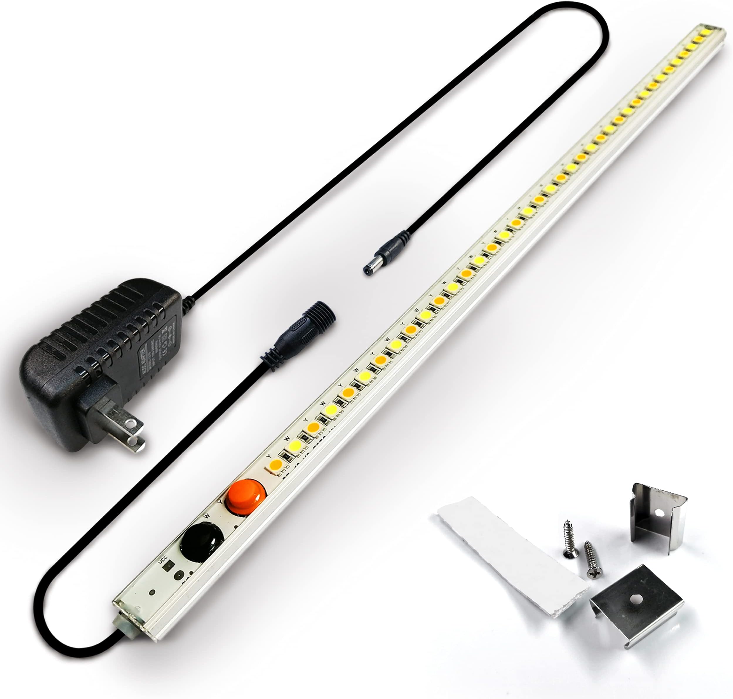 ALIDE Kitchen Under Cabinet Led Light Bar Warm 3000K Cool Daylight White 6000K,Plug in Under Counter Lighting 24inch,Waterproof Closet Wall Workbench Shelf Light with 12V Adapter and Switch