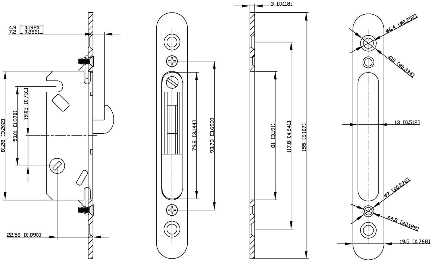 Rockwell Security Charlotte Patio Sliding Door Handle Set with Mortise Lock and Keeper White Finish Fits 1-1/2 and 1-3/4 Inch Thick Doors with 3-15/16 Inch Screw Holes CTC