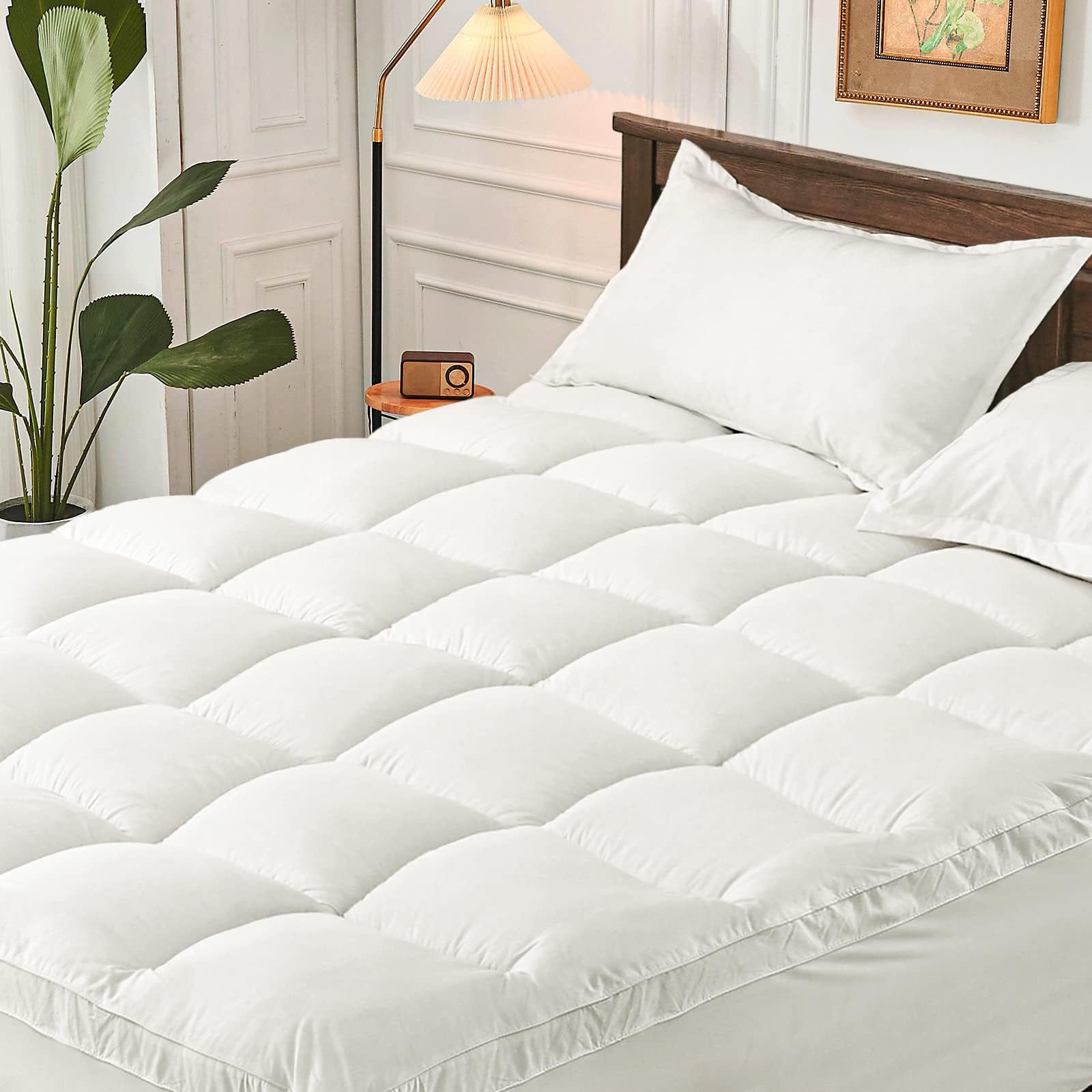 Queen Mattress Topper for Back Pain - Extra Thick Cooling Mattress Pad Cover for Queen Size Bed - Soft Mattress Protector Pillow Top with 8-21 Inch Deep Pocket 3D Snow Down Alternative Fill