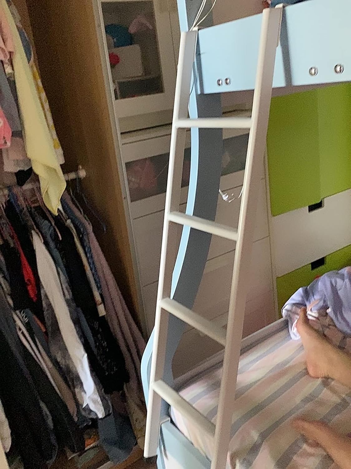 Bunk Bed Ladder Metal Camper Bunk Bed Ladder with Mount Hooks, Space-Saving Twin/RV/Loft Bed Ladder, Easy to Put Together, 150kg Weight Limit (Color : White, Size : 130cm/50)