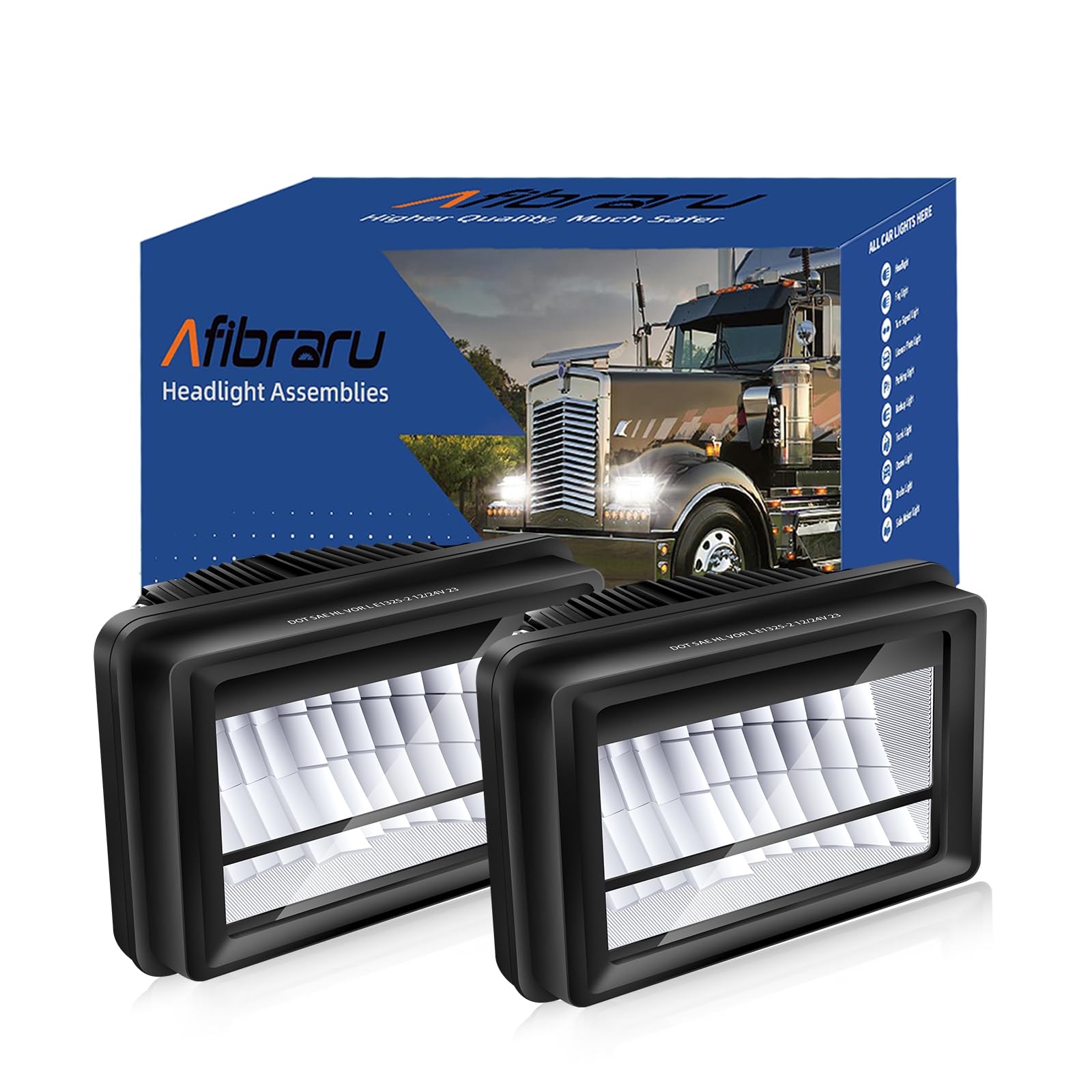 2PCS DOT 4x6 inch LED Headlights Assembly, 500% Brighter De-icing Low Beam Rectangular Replacement H4651 H4652 H4656 H4666 H6545 for Peterbilt Kenworth Freightinger Chevrolet Ford (Low Beam)