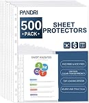 Sheet Protectors, PANDRI 200 Pack Clear Heavy Duty Plastic Page Protectors Sheet Reinforced 11-Hole Fit for 3 Ring Binder Fits Standard 8.5 x 11 Paper, 9.25 x 11.25 Top Loaded, Acid Free