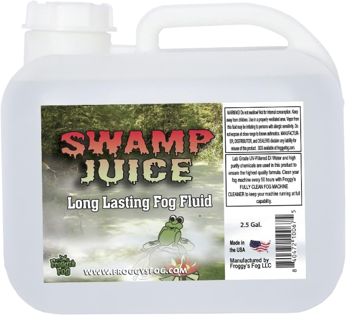 Froggy's Fog Swamp Juice Fog Fluid 2-3 hr hang time 2.5 gal