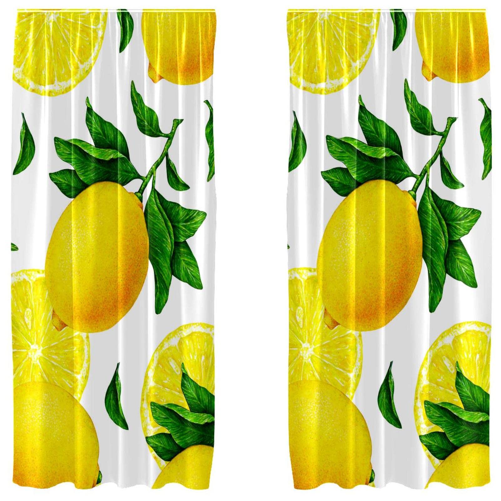 Rideaux anti-regards fruits jaunes lot de 2 rideaux légers de fenêtre