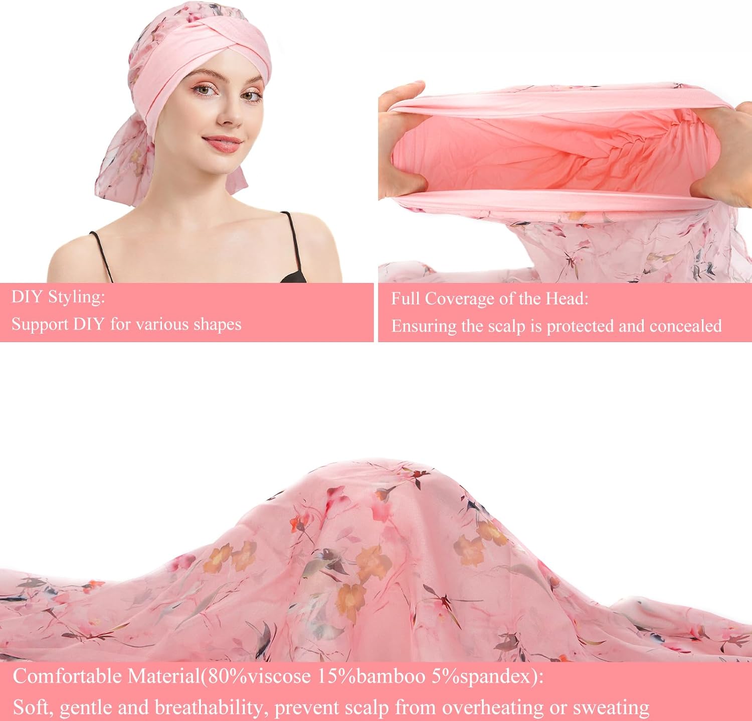 FADACHY Chemo Headwear for Women Full Coverage Head Scarf Hair Wrap Head Covering for Cancer Chemotherapy Patients, Hair Loss - Image 8