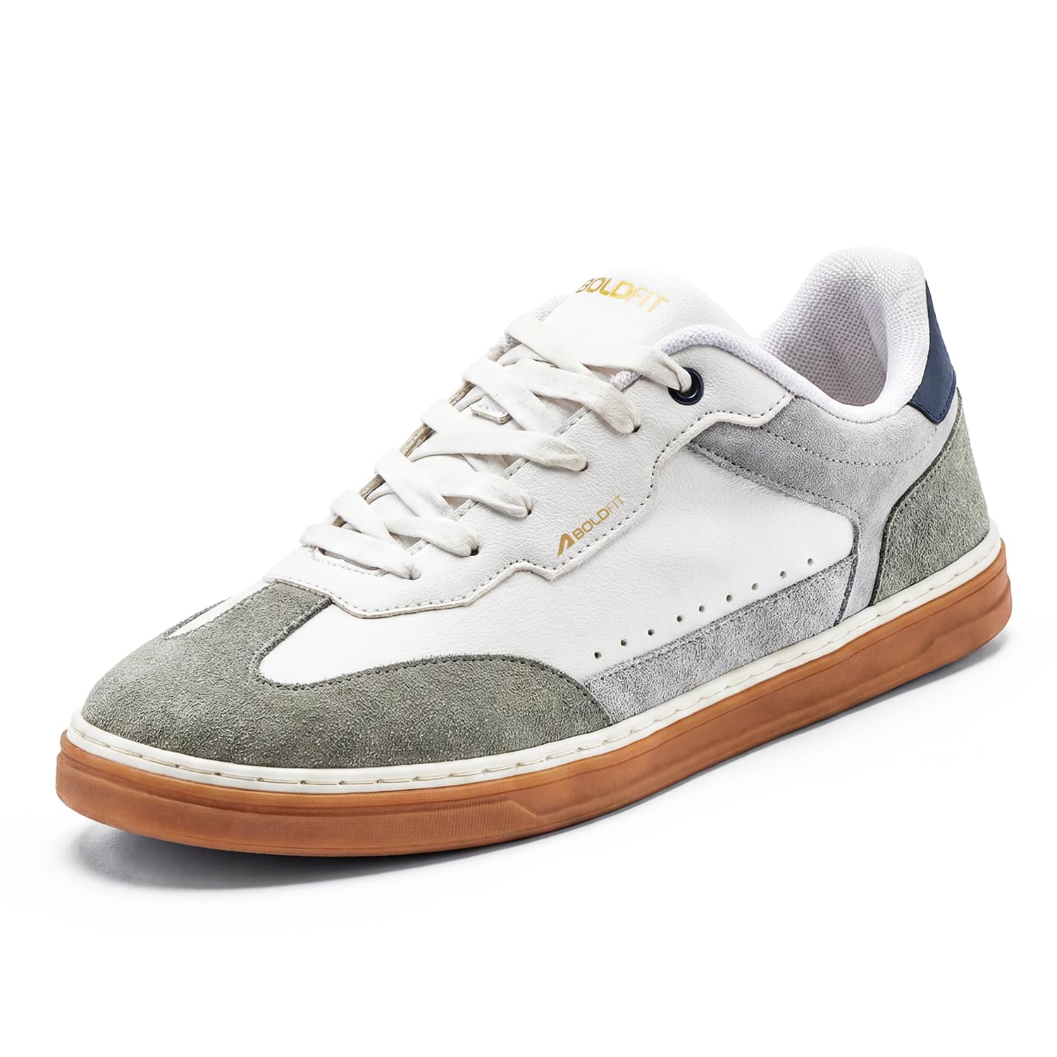 Boldfit Sneakers for Men Casual - Stylish Sneakers for Man with Premium PU Leather Upper, Cushioned Insole, Padded Collar, Breathable Lining & TPR Grip Sole - Walking & Everyday Wear Shoes for Men