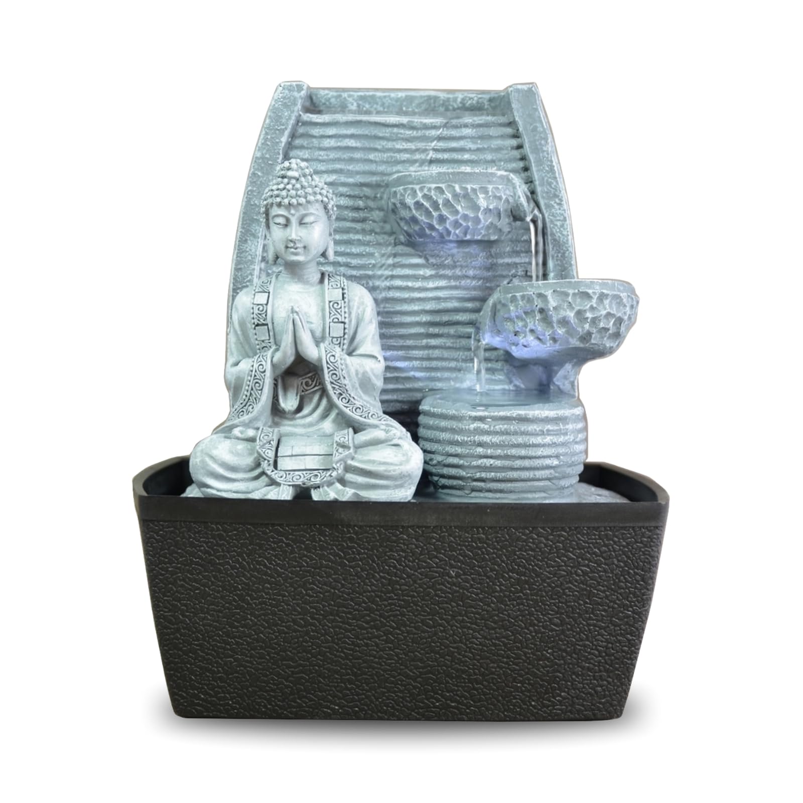 Zen Light Grey Indoor Fountain Feng Shui Wisdom Led Lighting 24 Cm