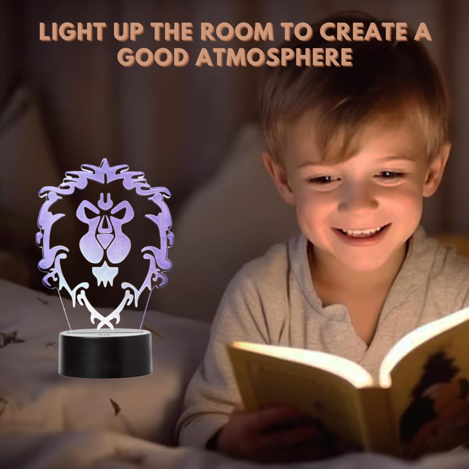 LED Video Game Lamp World of Warcraft Alliance Color Changing USB Night Light and Decoration, Small - Image 2