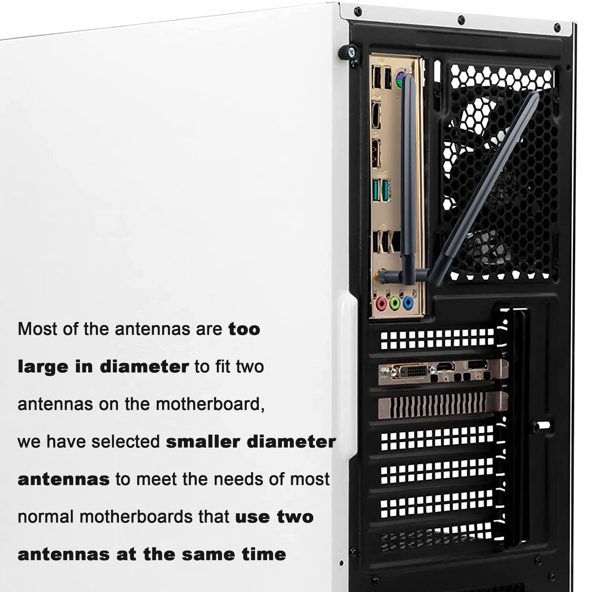 YOTENKO WiFi Antenna for Desktop PC, RP-SMA Male 2.4Ghz 5.8Ghz Dual Band 8dBi +12inches RG178 U.FL IPX IPEX MHF4 to RPSMA Female Pigtail Cable 4-Pack for M.2 NGFF Card Wireless Routers, PC Computer