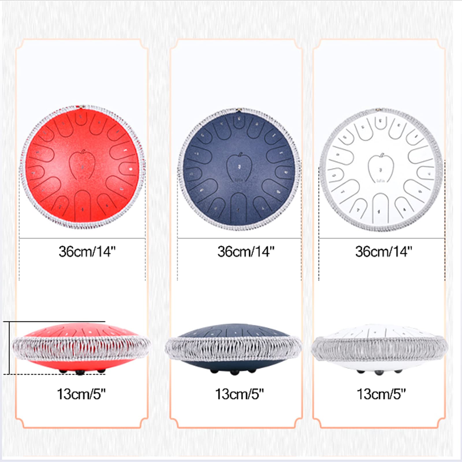 Steel Tongue Drum 15 Noten 14 Zoll Percussion Instrument mit Tragetasche, Buch und Schlägel für Meditation, Yoga, Unterhaltung - Perfekt für Anfänger und Erwachsene