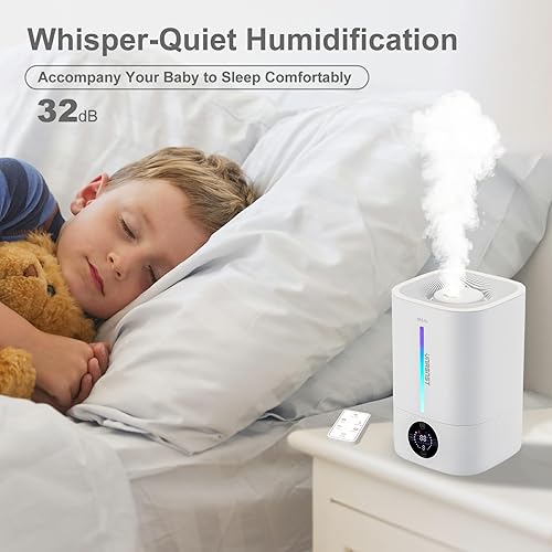 Miniatura 6 de VNASNST Humidificadores pequeños para dormitorio de bebé, hogar, humidificador ultrasónico inteligente de niebla fría de 5 litros, tiempo de