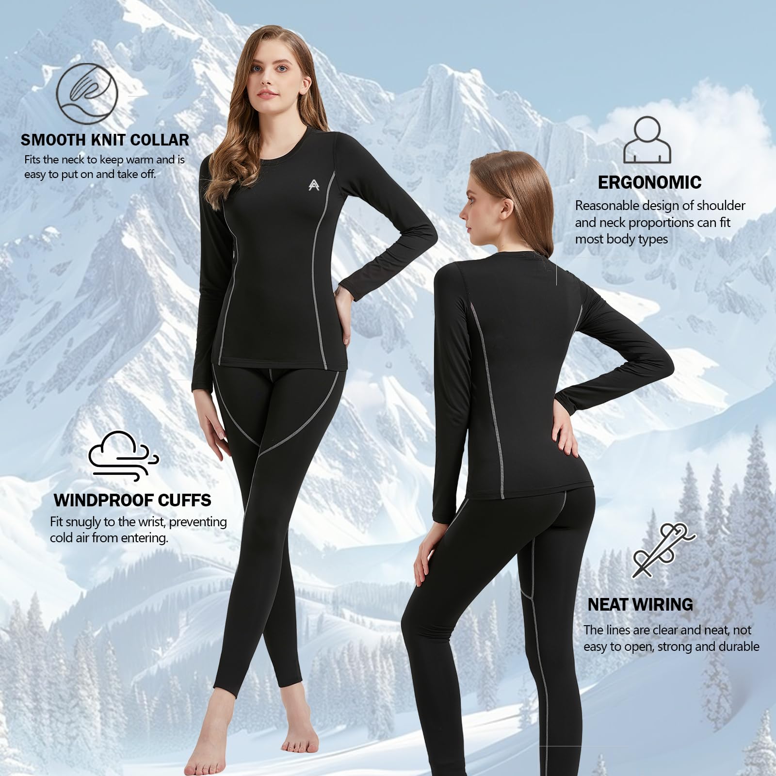 Conjunto Térmico Mujer Ropa Interior Termica Transpirable Funcional Pantalones Interiores Termicos para Running Esquí Montaña Ciclismo Fitness