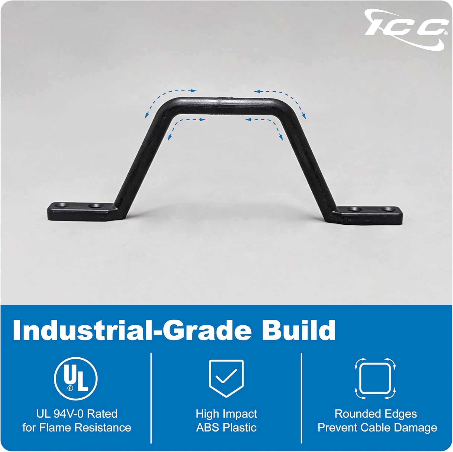 ICC 2" Plastic Cable Distribution D Ring, 100-Pack – Non-Conductive Wall Cable Organizer, Cable Hanger & Wire Loop for Structured Wiring