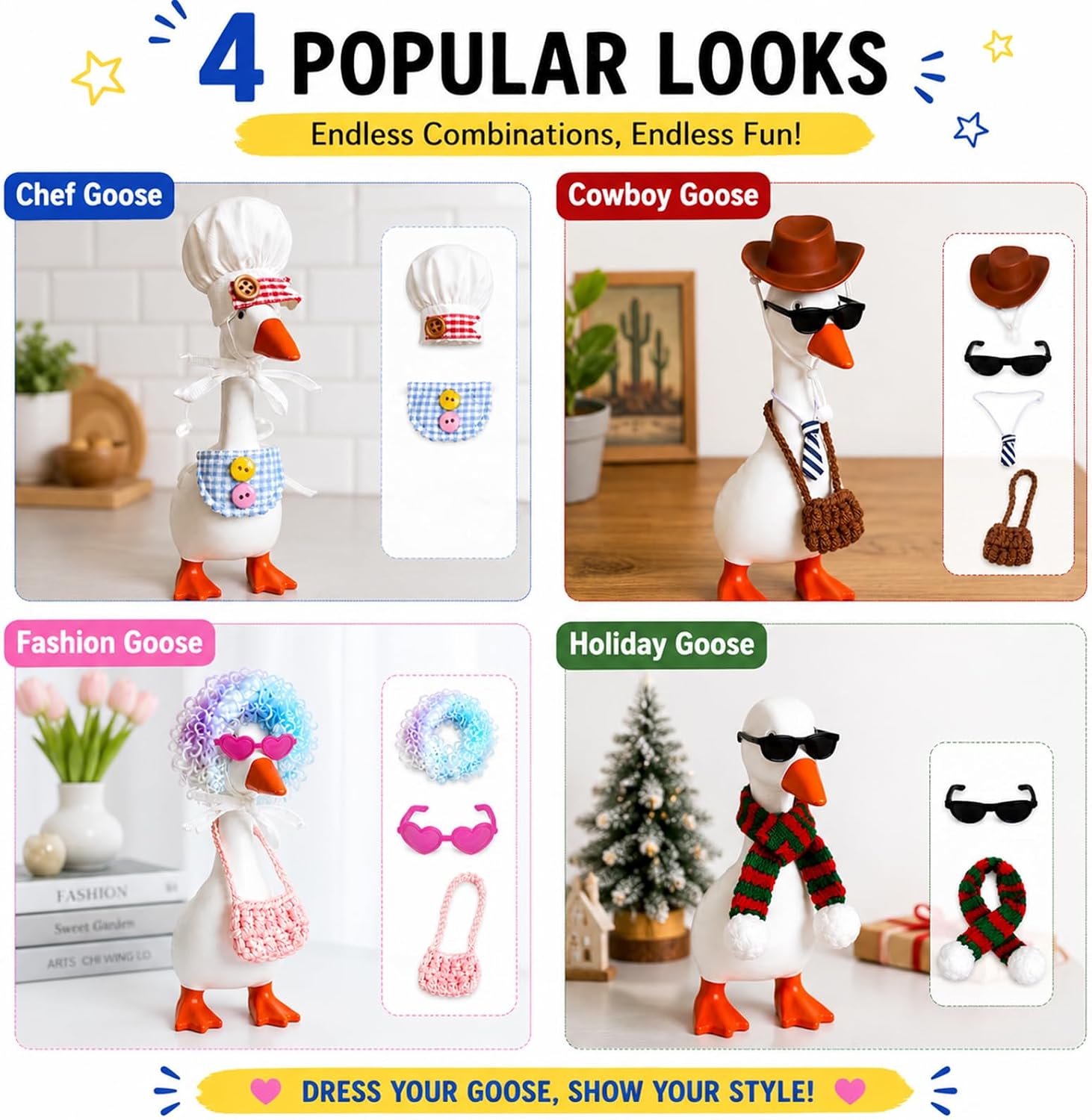 Desk Goose Outfits Accessories Set, 7 Inch Goose, 18 PCS image 3