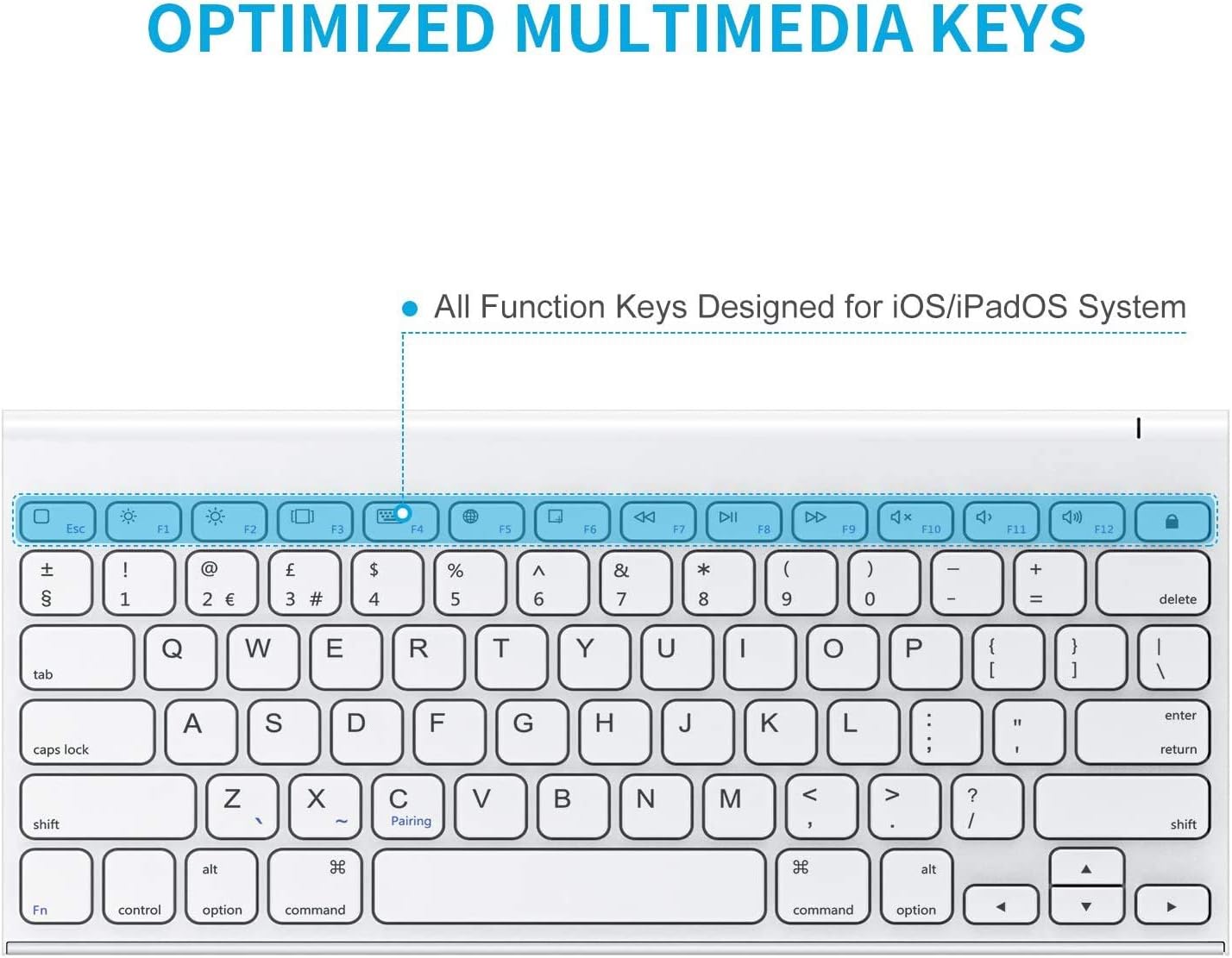 Flаѕh Sаlе Bluetooth Keyboard for iPad, OMOTON Rechargeable Stainless Steel Wireless Keyboard for iPad 9th/ 8th/ 7th Generation 10.2, iPad Air 4/3, iPad pro 12.9/11/10.2/9.7, iPad Mini 6/5/4 and iPhone, White