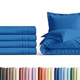 Queen Pillow Cases Set of 4 with Duvet Cover - Hotel Quality Pillowcase Covers - Comfy Luxury Bedding for Women, Men, Kids & Teens - Machine Washable Protectors - 4 Piece Set - Queen Size Royal Blue
