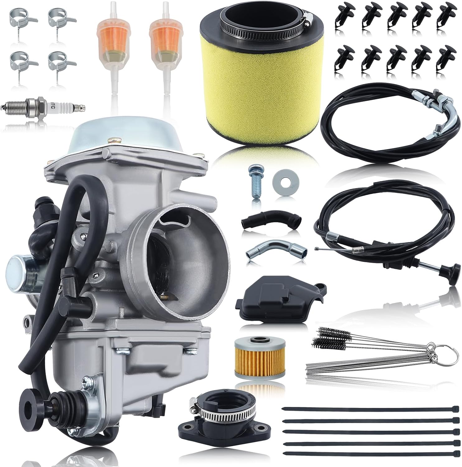 TRX350 Carburetor Carb Kit for Rancher 350 TRX350 Foreman 400 450 ATV 4 Wheeler Quad with Choke Throttle Cable Air Oil Filter