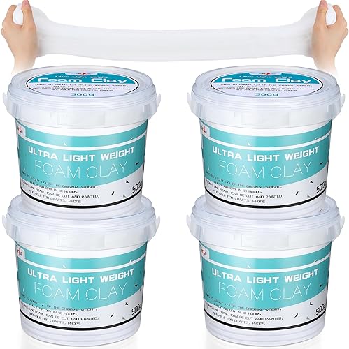 Qilery Paquete de 4 arcilla de espuma para cosplay, arcilla de espuma EVA moldeable, arcilla seca al aire, arcilla de espuma ligera moldeable para