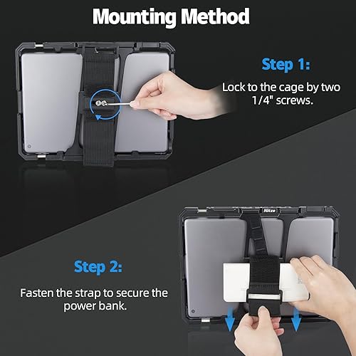 Miniatura 5 de Nitze Correa de banco de energía, soporte de banco de energía con tornillos de 1/4" para equipos de cámara y monitor - N22-C1