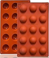Lerykin 2-Pack 15-Cavity Half Sphere Silicone Molds - Non-Stick Food-Grade for Chocolate, Jelly, Cakes & Desserts