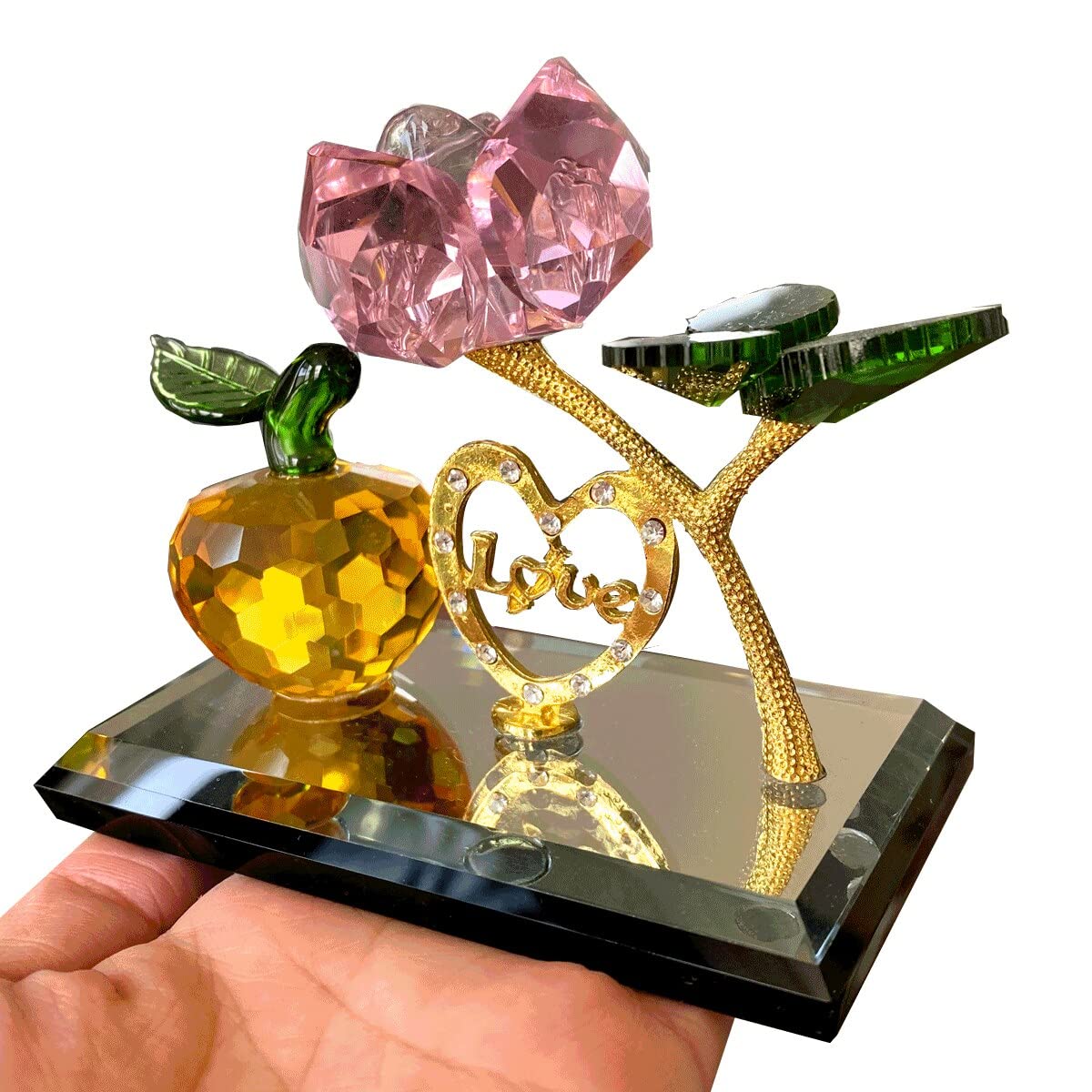 Regalo di San Valentino Figurine di Fiori di Rosa di Cristallo Sogni Ornamento Fermacarte di Vetro Lucky Unfading Bouquet Scultura Decorazioni for la casa