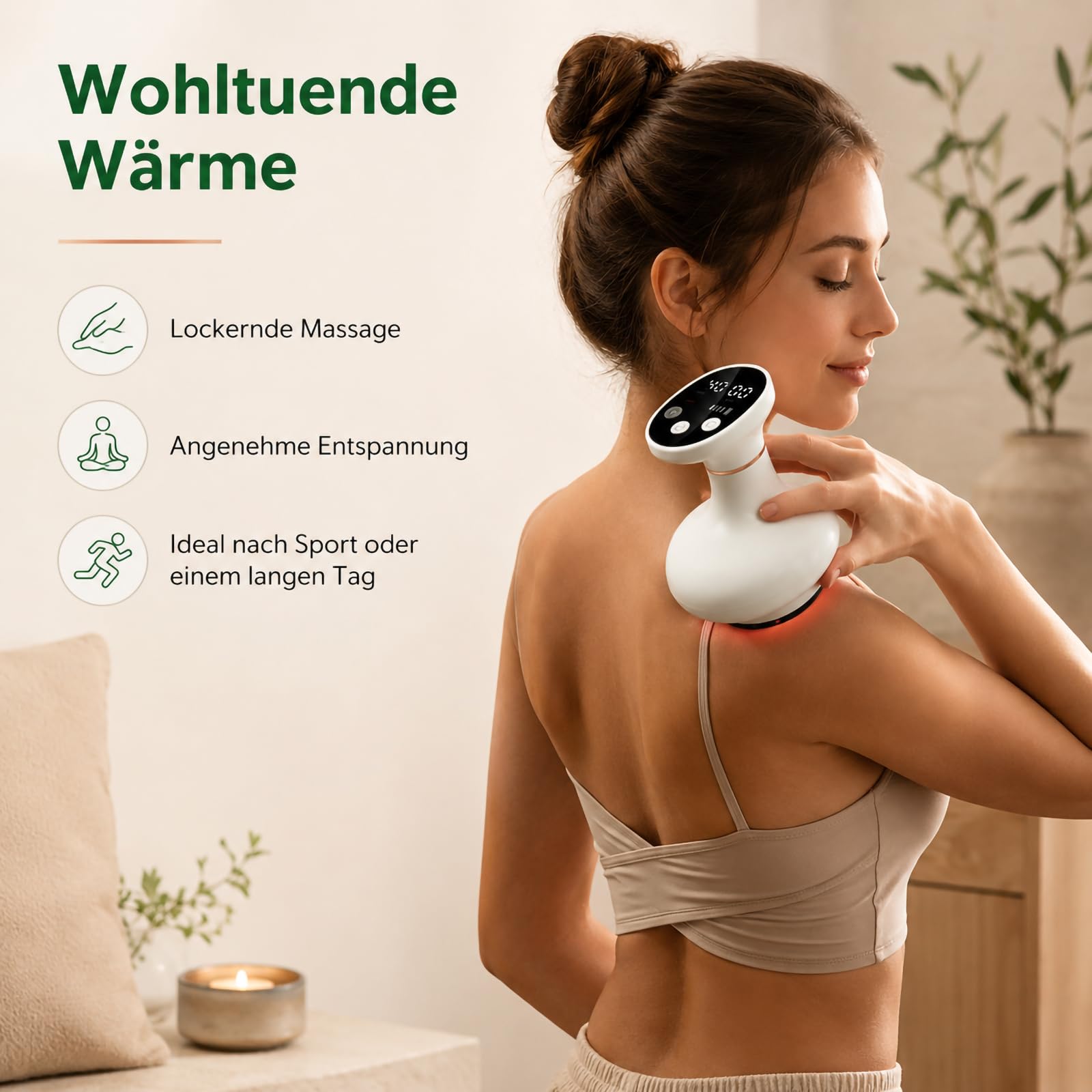 Massager 4-in-1 Massagegerät gegen Cellulite mit Wärmetherapie,Schröpfgerät Elektrisch,9 Stufen,Vakuum & Gua Sha Elektrisch,Anti-Cellulite & Straffung,für Taille Bauch Arme Beine