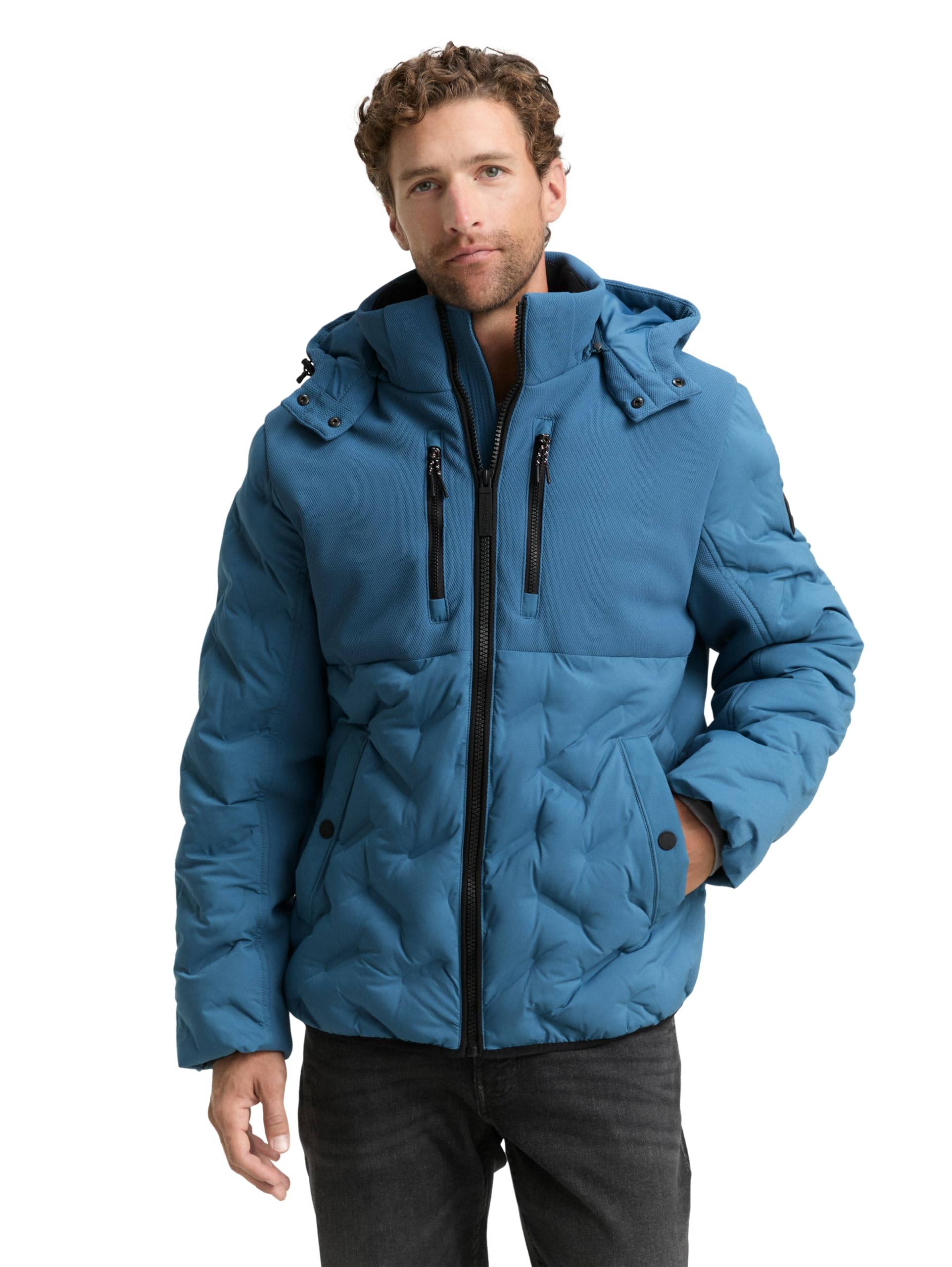 TOM TAILOR Herren 1046977 Hybrid Puffer-Jacke mit Steppung