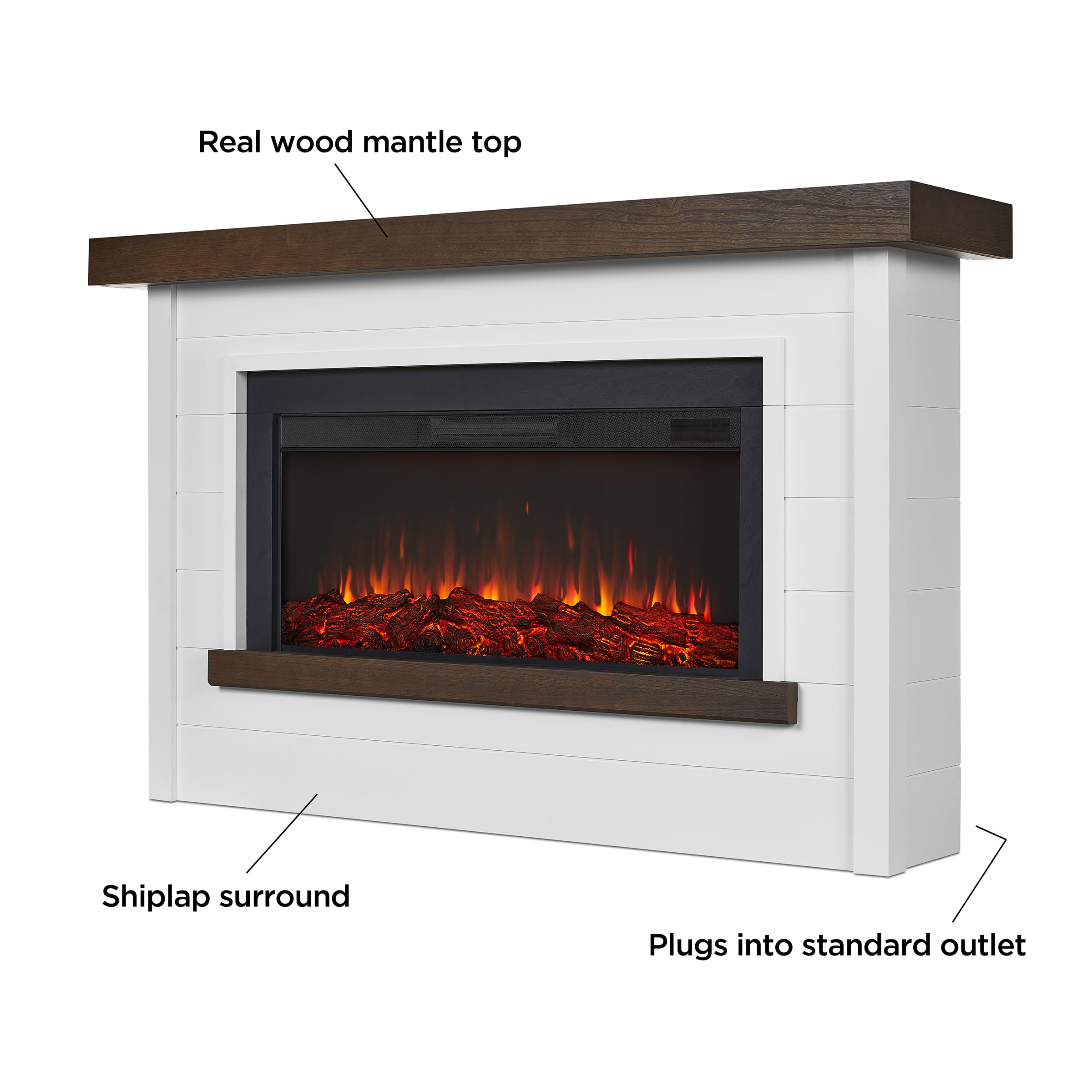【ZAKI】In Flames⁡⁡、White Houseセット Amazon.com: Bernice Landscape Electric Fireplace in White by Real