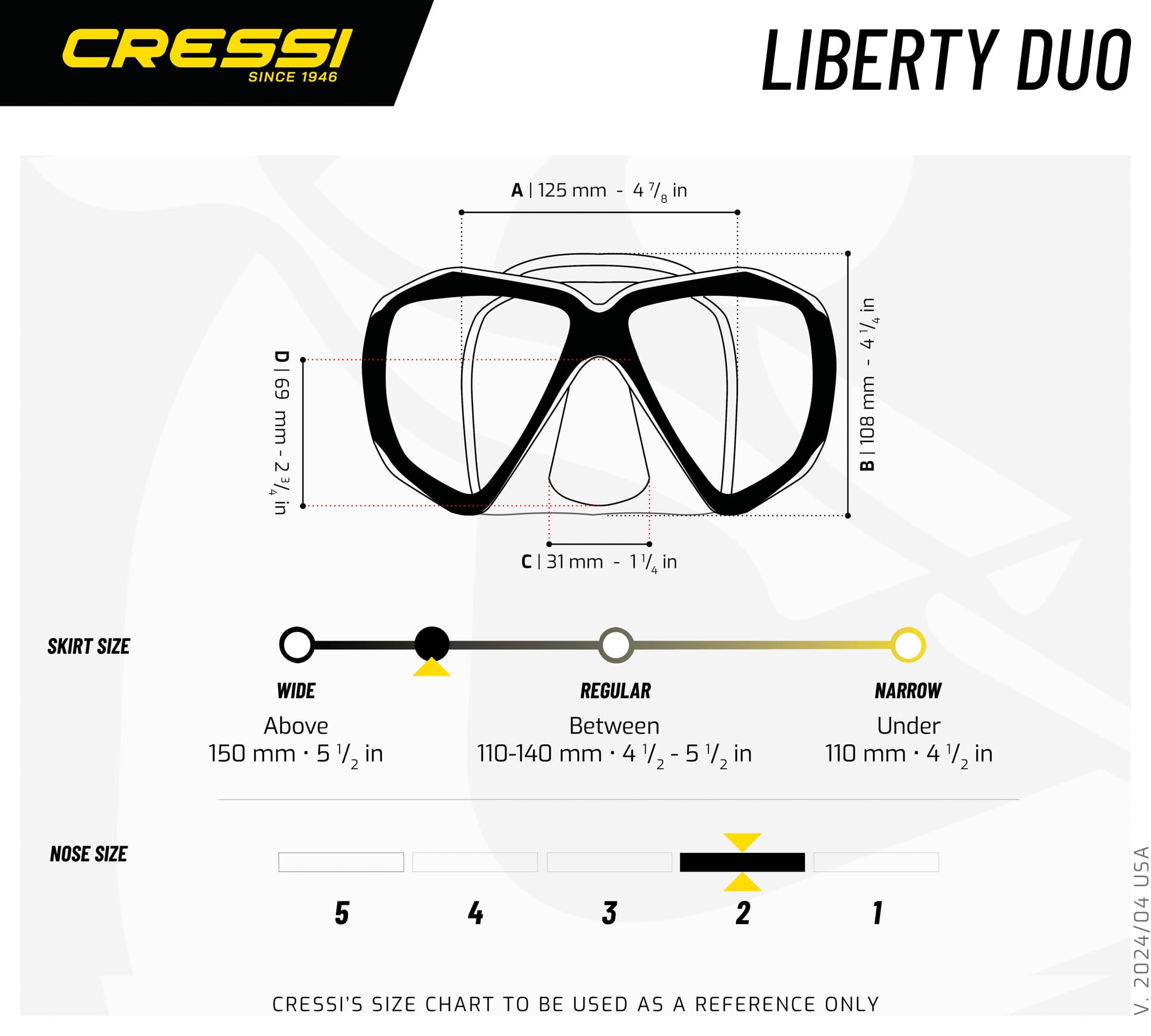 Cressi Liberty Duo - Máscaras de 2 lentes, color blanco/turquesa