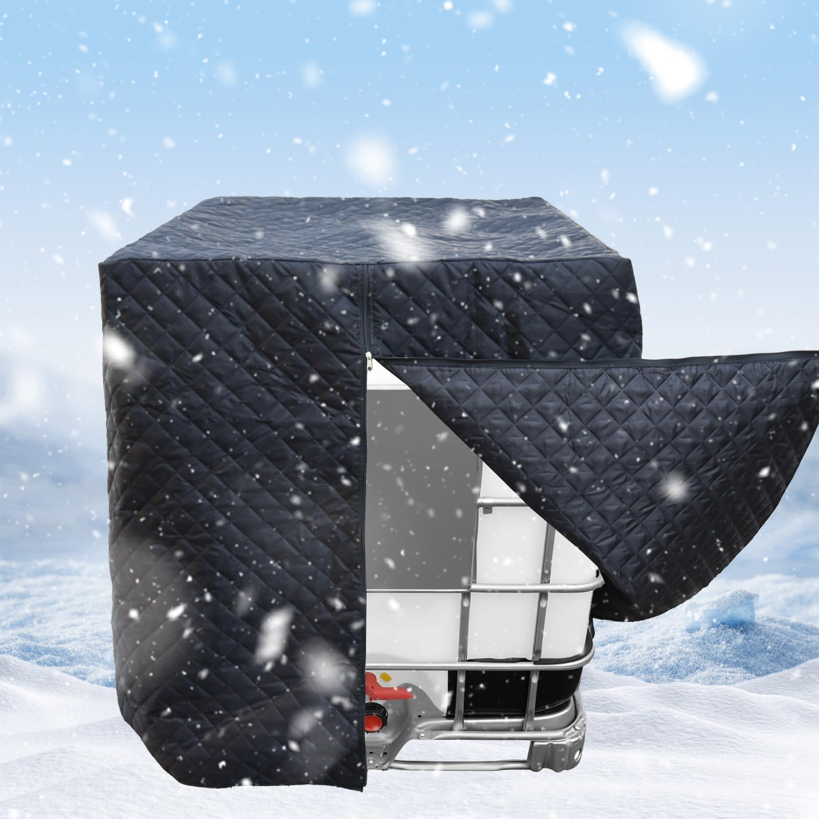 IBC Tank Abdeckung Thermohaube Frostschutz - Ibc Container Abdeckung, 1000L Wassertank Frostschutz, Verdickung Plus Baumwolle UV-Schutz, IBC Tank Zubehör Abzudecken Winter