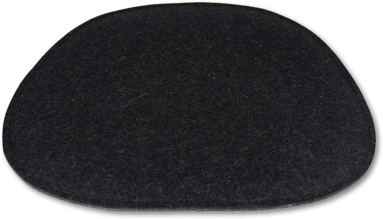 filzbrand Felt chair cushion from made of premium wool felt (100% wool), for Eames Chairs, trapeziform, length: 35 cm, width: approx. 38/20 cm, bicoloured: anthracite/graphite