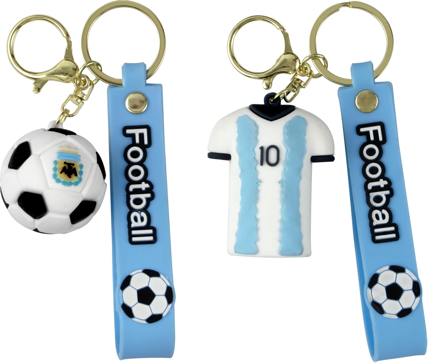 2 Pcs Soccer Football Keychains, Cute Soccer Ball Keyring for keys, backpack, or sports bag,3D Silicone Global Iconic Jersey Soccer Key Chain,Gift Souvenirs for Fans