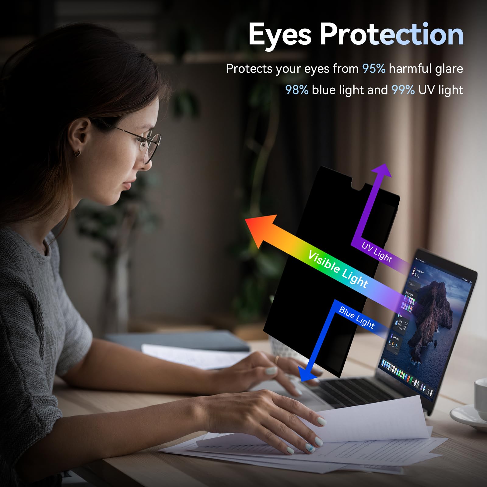 Filtre de Confidentialité MacBook Air 13" 2018-2021 M1 MacBook Pro 13 Pouces 2016-2022 M1 M2 Anti Espion Lumière Bleue