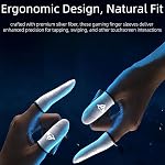4 Pack Ultra-Thin Respirant Fibre d'Argent Mobile Gaming Finger Sleeves. Dispositifs d'écran tactile, Fonctionnement lisse Anti-Slip pour tablette de téléphone mobile, Bleu, 1.7in Longueur
