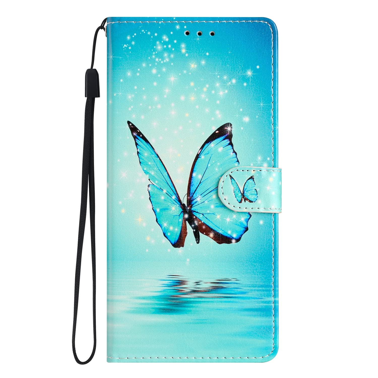 Badalink Wallet Cover Compatible with Samsung Galaxy A3 2017 Case with Card Slot, Stylish Pattern Magnetic PU Leather Flip Phone Shell Shockproof Bumper Folding Case (Butterfly)