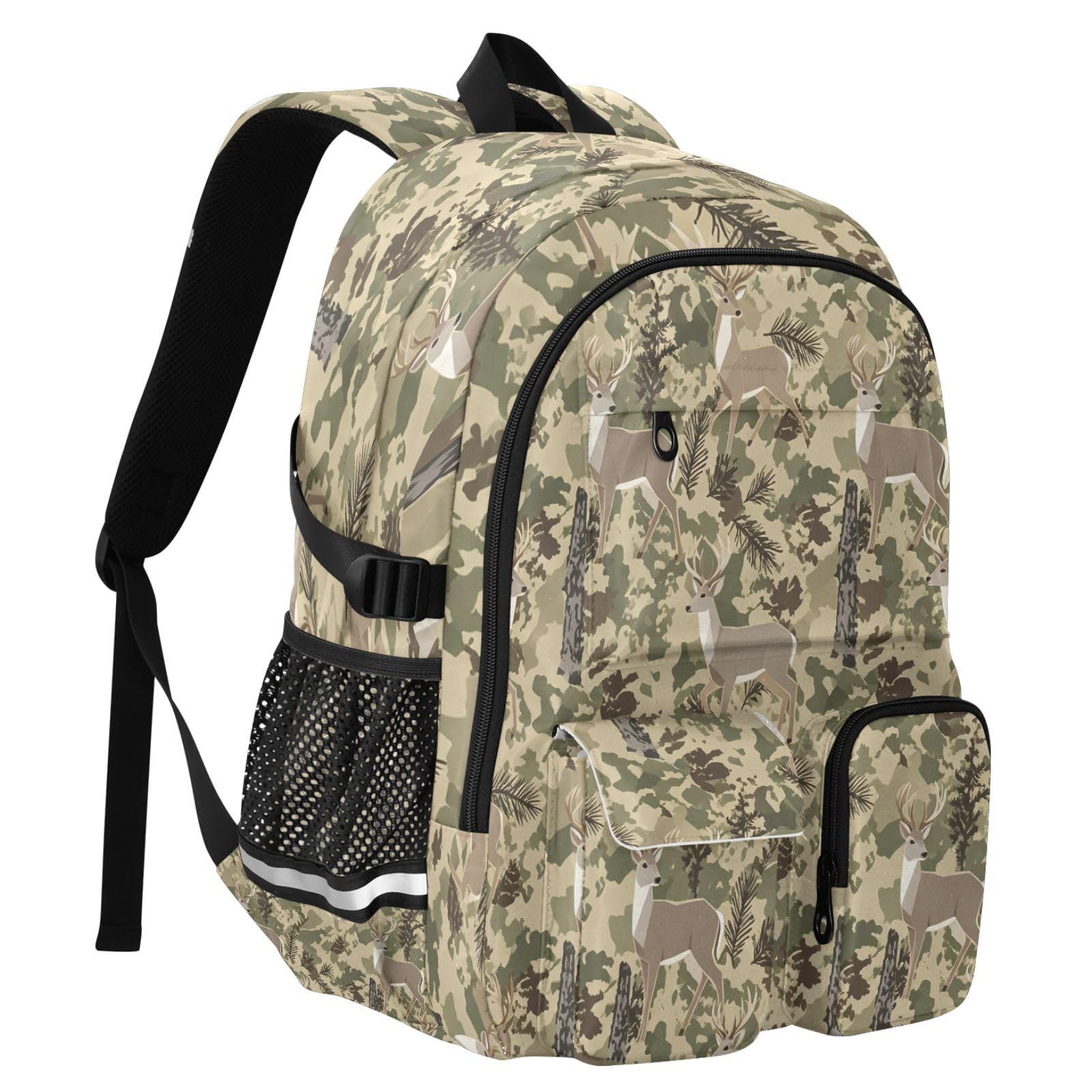 Zaino con motivo gazzelle della foresta, con tasche multiple, per scuola, viaggi, attività all'aperto, università, zaino per laptop da 17,5 pollici, per uomini e donne
