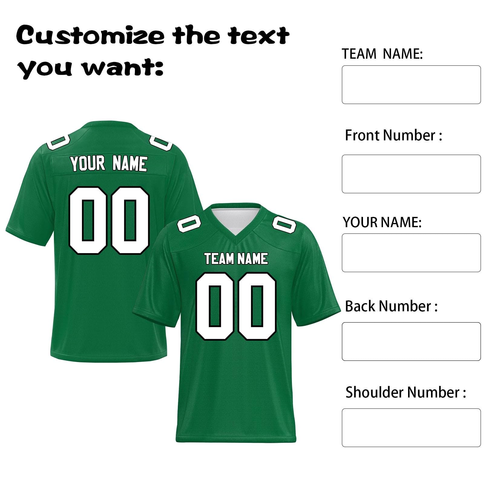 Maglia da Football Americano Personalizzata, Personalizzato Manica Corta Sportiva Asciugatura Rapida, S-7XL