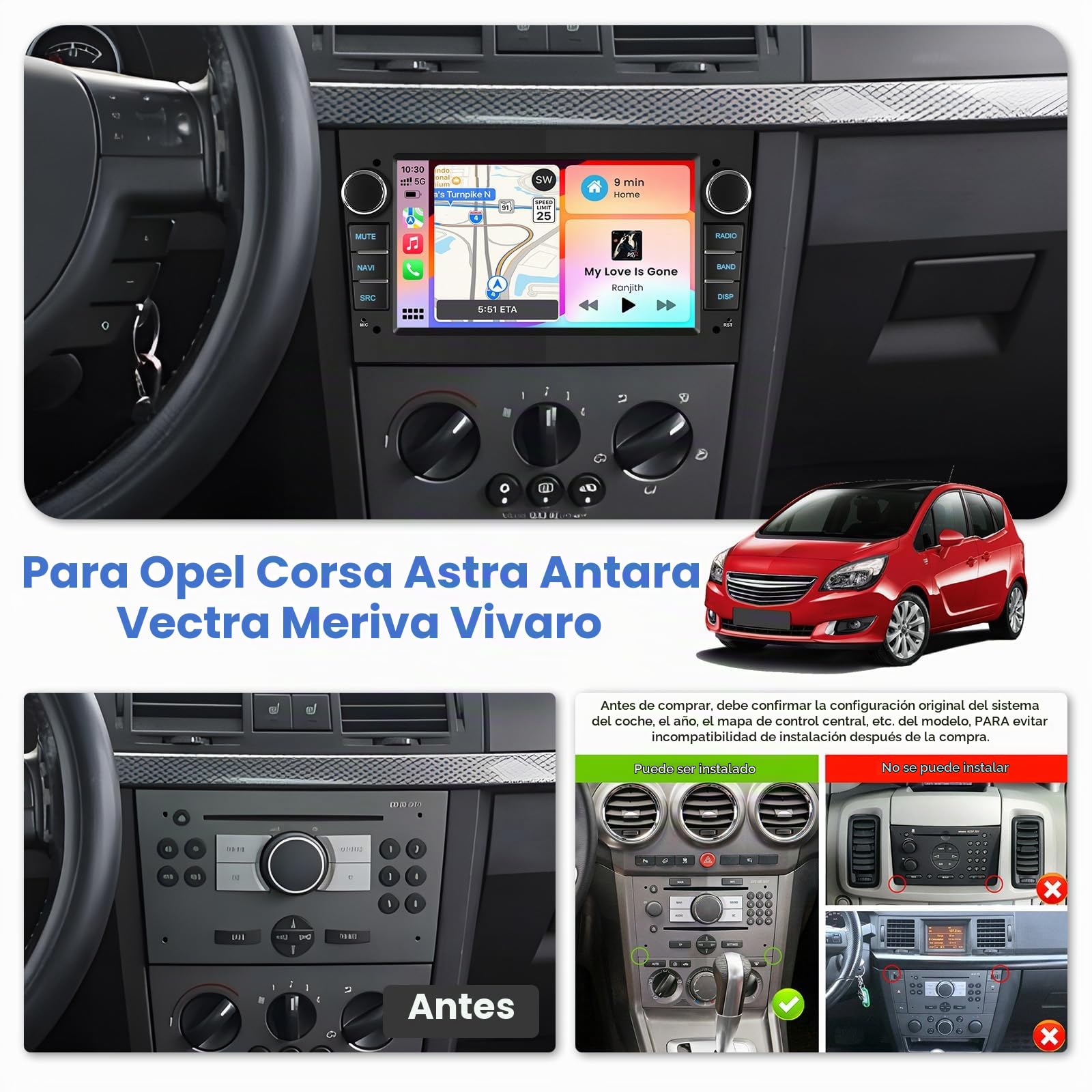 Inefala 2G+64G Autoradio Android 15 para Opel Corsa Astra Antara Vectra