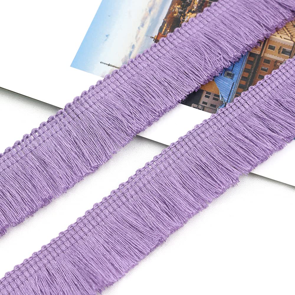Ruban à Franges 2,5cm X 2m - Polyester Décoratif - Pour Couture, Déco, Vêtements, Rideaux - Violet Foncé