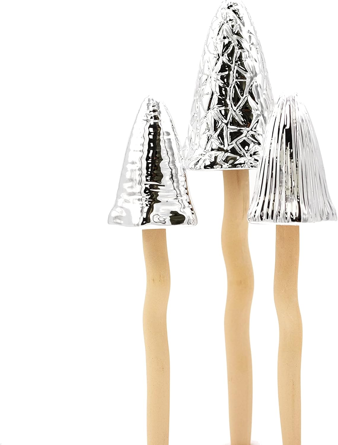 Bosmere W122 Ceramic Silver Tinkling Toadstools-Set of 3 Outdoor décor