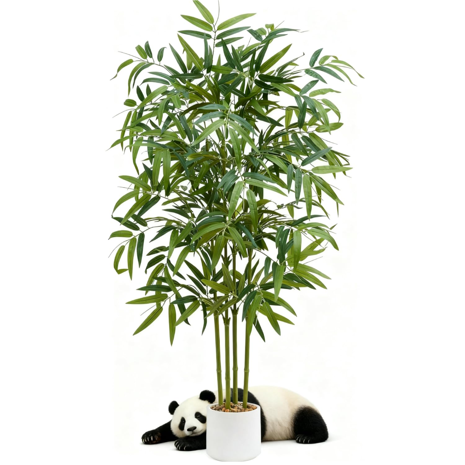 Artificial Bamboo Tree 5FT Tall Fake Plants Faux Silk Plant, Faux Bamboo Plant for Home Office Indoor Outdoor Decor Artificial Trees with Tall Planter