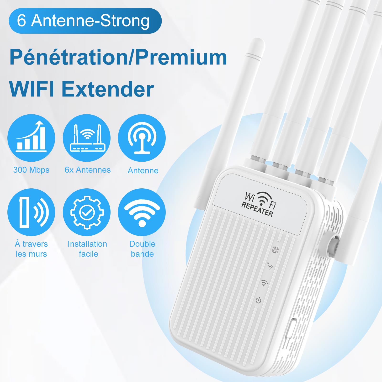 Répéteur WiFi 1200 Mbps,Amplificateur WiFi Puissant,Epéteur WiFi Dual Band 5GHz Et 2.4GHz
