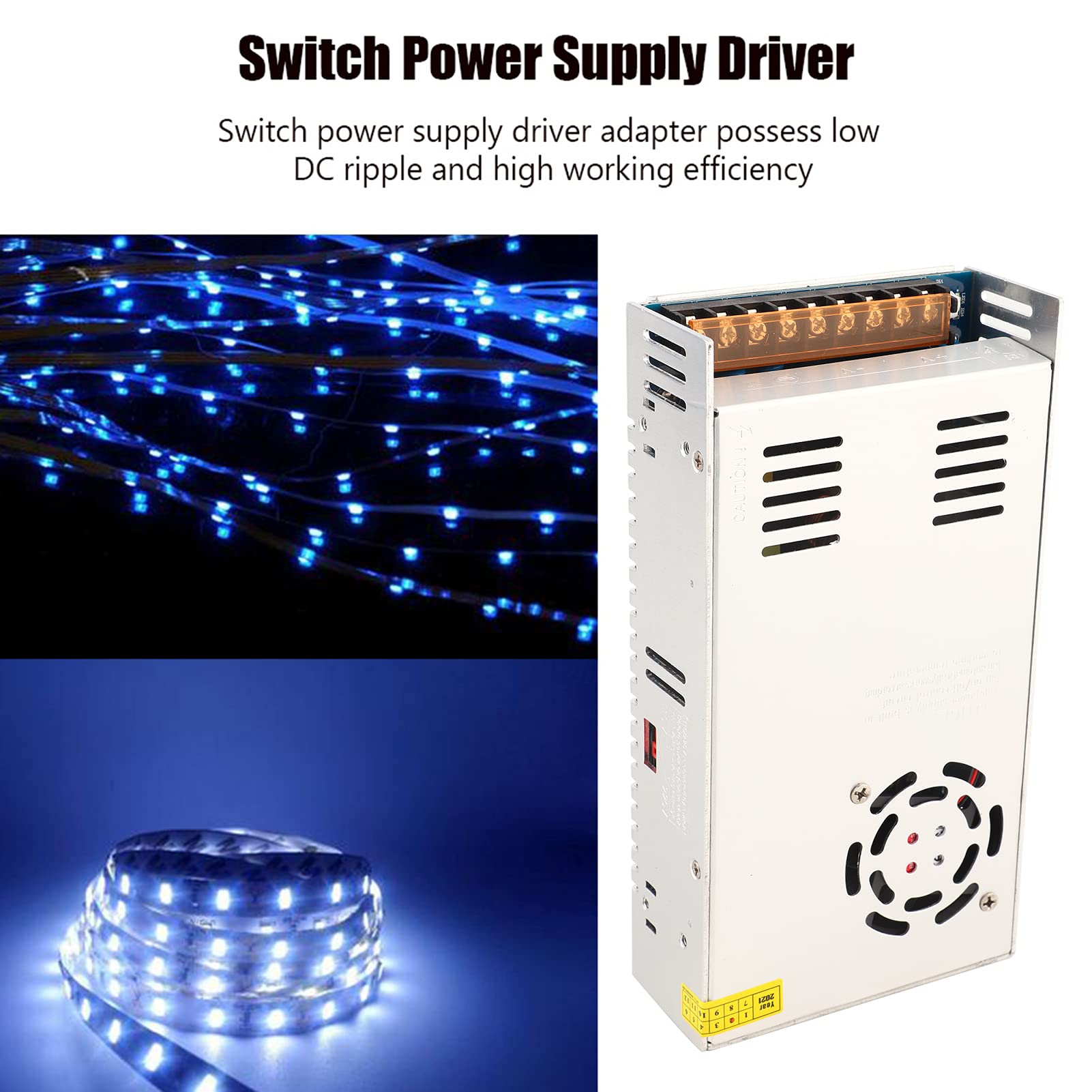 Controlador de Fuente de Alimentación Barra Luz Pantalla LED Aleación Aluminio DC12V para Automatización Industrial - Equipo Voltaje Medio y bajo Alta Eficiencia (S-600-12 (12V/50A/600W)