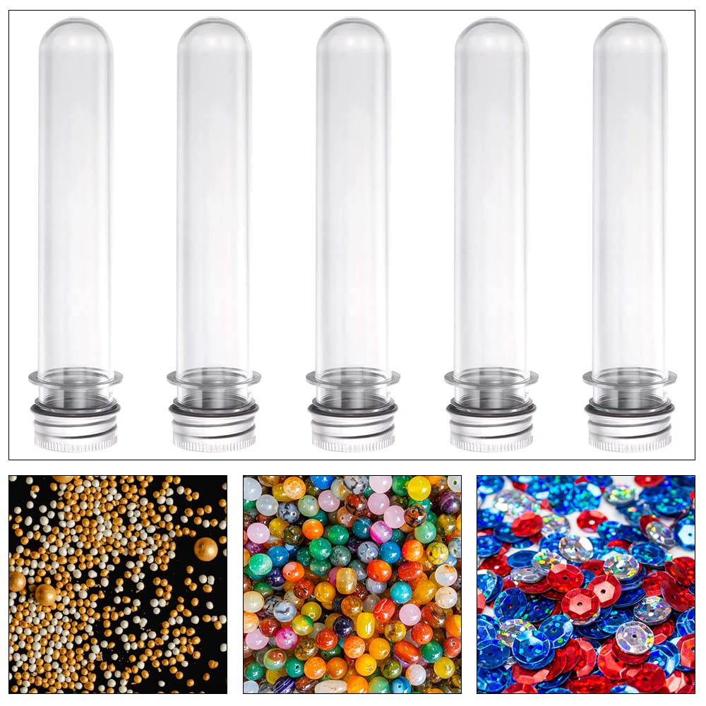 5 Stück 40 ml Kunststoff-Reagenzgläser mit Deckel, transparente Testflasche, wiederverwendbar, transparent, versiegelnde Behälterröhrchen, Probenaufbewahrungsdose (40 ml 5 Stück 40 ml Kunststoff-Reagenzgläser mit Deckel, transparente Testflasche, wiederverwendbar, transparent, versiegelnde Behälterröhrchen, Probenaufbewahrungsdose (40 ml