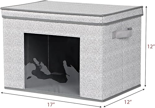 Vista 2 de Univivi Cajas de almacenamiento plegables de tela grandes con tapas [paquete de 4] cubos de almacenamiento plegables organizadores para el hogar