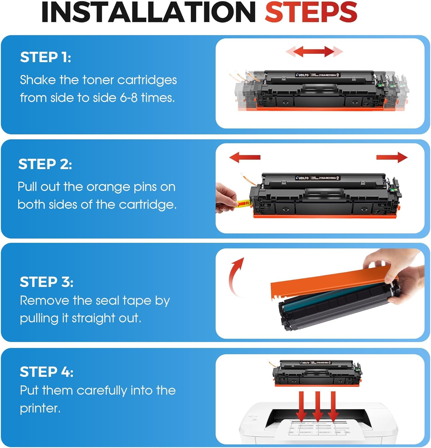 Compatible HP 218A Toner Cartridges 4 Pack 3301fdw 3301 218 Toner Work for HP 218A 218X Color LaserJet Pro MFP 3301cdw 3201dw 3301sdw Printer Ink | for HP218A W2180A W2180X 218A Toner with Chip