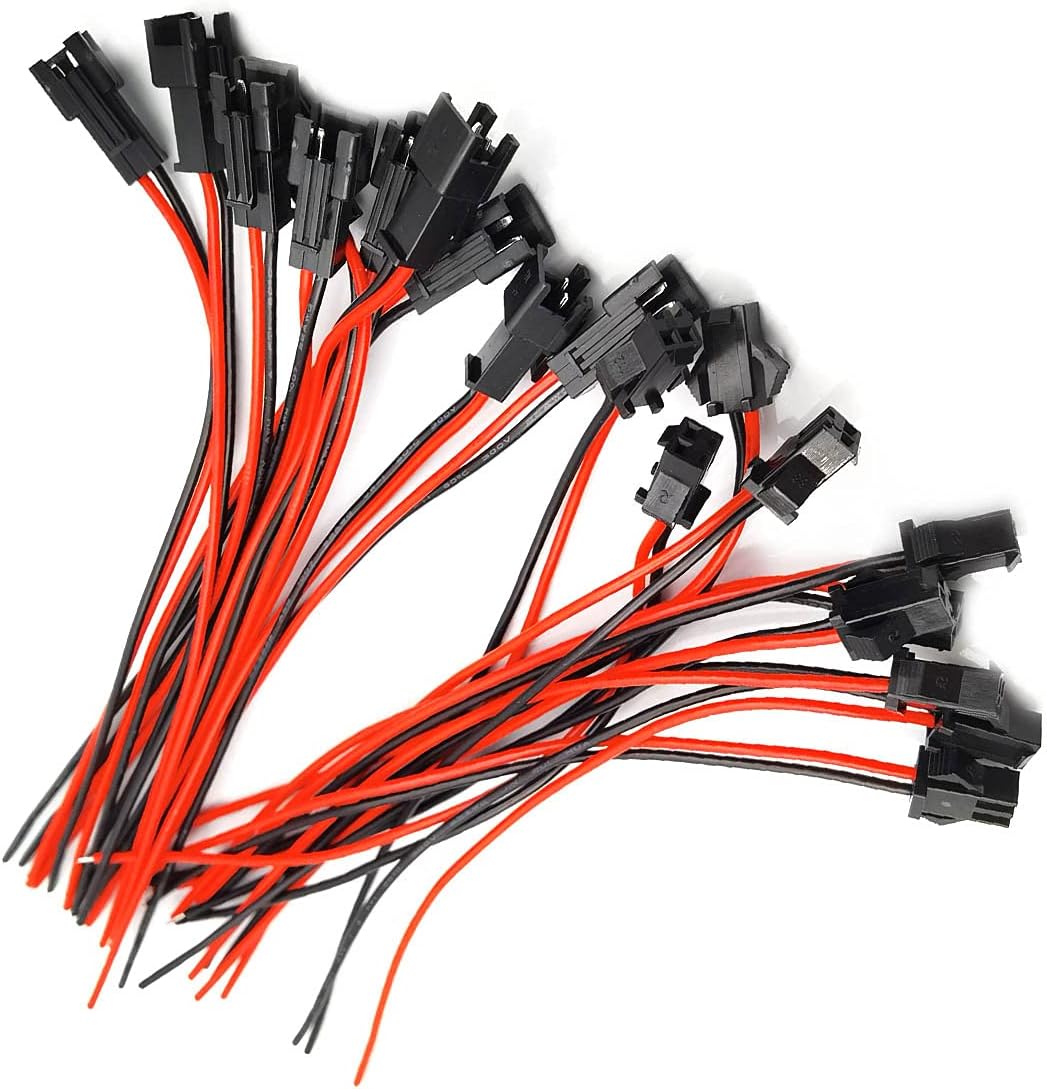DEVMO 10 Pairs 15cm Long JST SM 2Pins Plug Male to Female Wire Connector