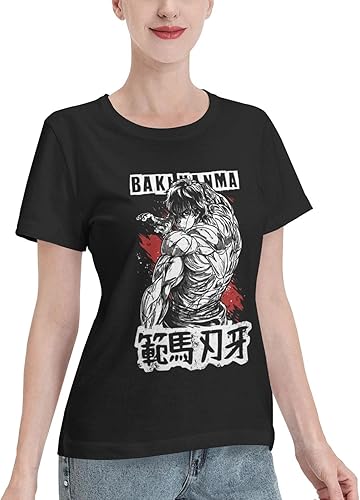 Miniatura 2 de Anime Baki The Grappler T Shirt Women Summer Round Neck T-Shirts Casual Short Sleeves Tee Black