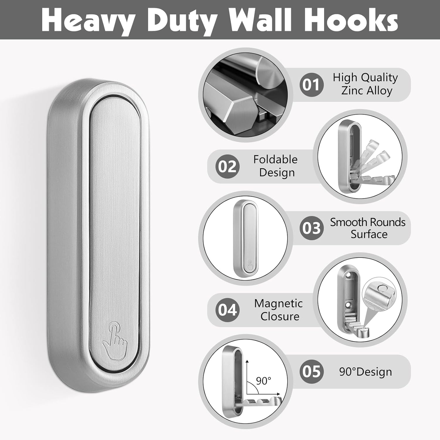Folding Coat Hooks, 4 Pcs Foldable Silver Wall Hooks Heavy Duty Foldable Hook Bathroom Towel Hooks Robe Hooks Wall Mounted for Hanging Coat Towels Clothes Hat Bags Keys - Image 4