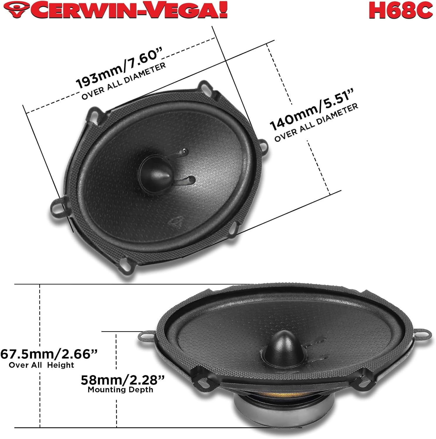 2025 Edition HED Component Speaker - 6X8' Full Range - H68C by Cerwin Vega